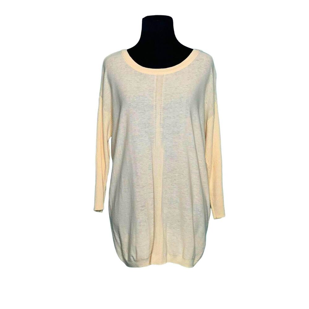Nic + Zoe cream 3/4 sleeves oversize minimalist sweater size XS